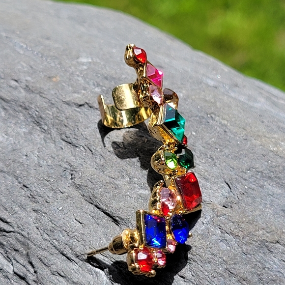 🔥LAST ONE🔥 Multicolor Jeweled Climbing Ear Cuff, unisex - Picture 6 of 9